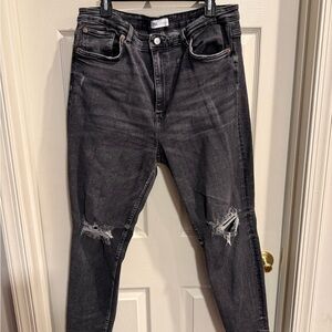 Zara Distressed High Rise Mom Jeans